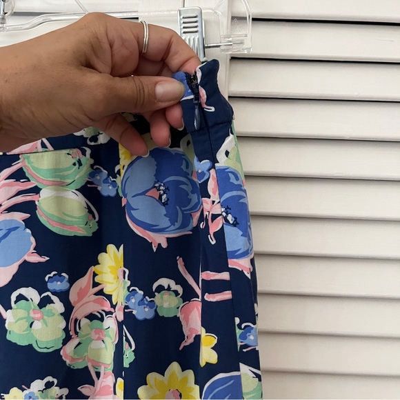 Talbots navy blue floral multicolored print midi skirt, Size 8 - Picture 3 of 8